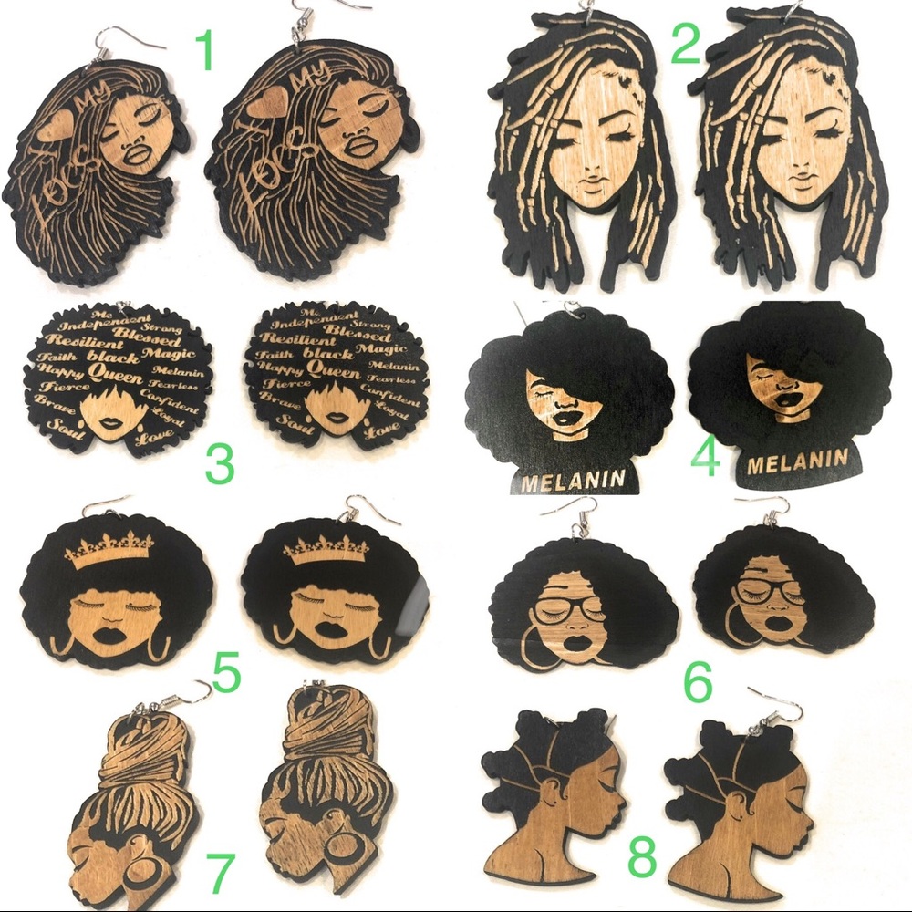 New Black Wooden Earrings of different hairstyles